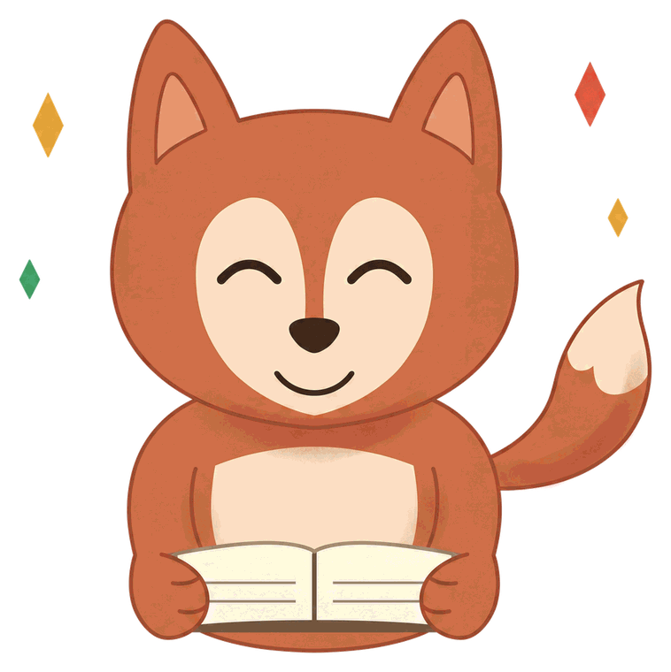 Mascota de Aulixa, un zorro leyendo un libro
